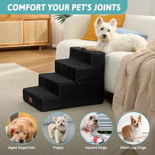 Dog Stairs for Small Dogs (Black / 17.7x23.6x17.7 inch)