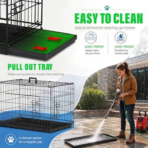 Dog Crate for Medium Dogs 30 Inch Folding Kennel Metal Pet Cage Black (Black / 30.0"L x 17.0"W x 19.0"H)