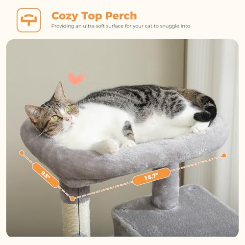 32" Small Cat Tree for Kittens & Small Cats (Grey / 46 Inches)