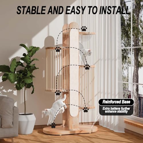 Modern Cat Tree Tower for Indoor Cats (White)
