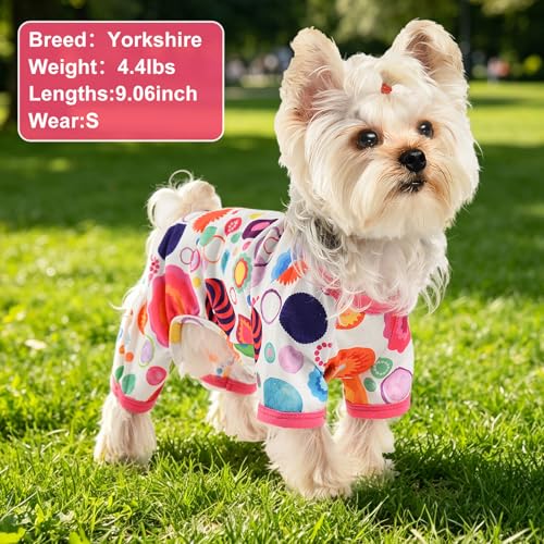 Dog Pajamas Pjs Spring Summer Dog Clothes for Small Dogs Girl (Floral / Medium(6-9lb ))