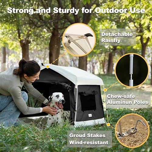 Tent House for Pets up to 100lb (Black / Large, 39.4''L x 31.5''W x 26.4''H)