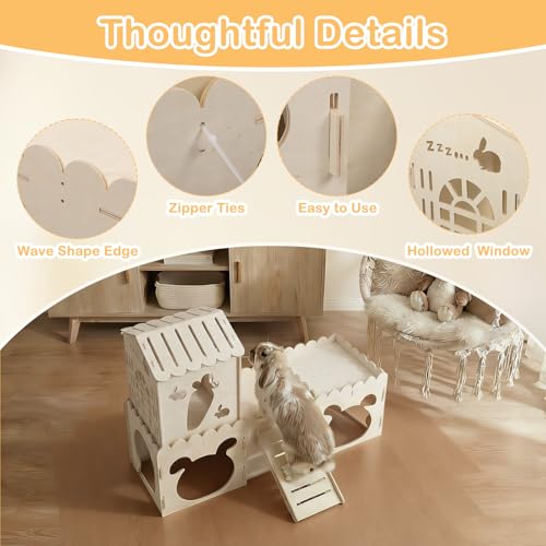 Large Rabbit House with 2PCS Rabbit Scratch Mat