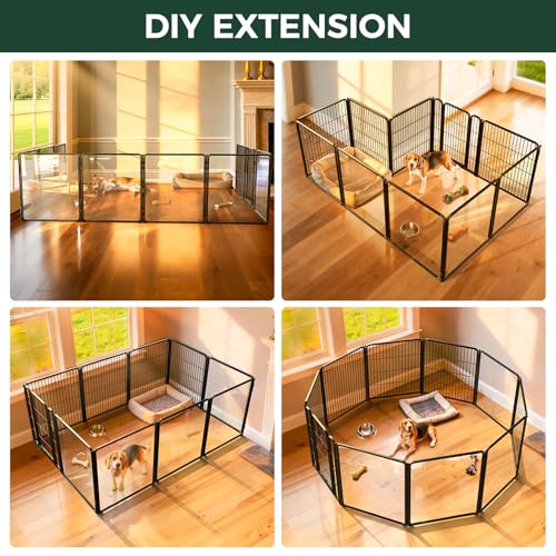 AuraSpace Pro Acrylic & Wire Mesh Indoor Dog Playpen (Black / 32"H)
