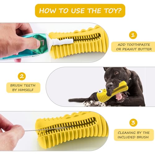 Dog Toys for Aggressive Chewers Large Medium Breed Indestructible Chew Toys (Yellow)