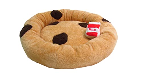 Soft Plush Small Cute and Cozy Food Dog Cat Bed (Chocolate Chip Cookie)