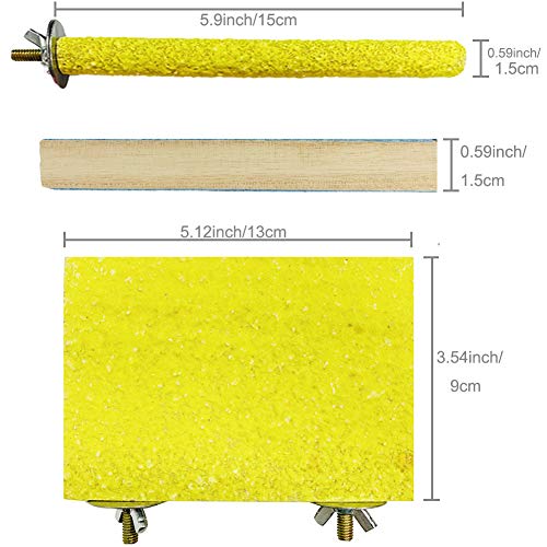 6 PCS Bird Perch Stand Toy Wood Parrot Paw Grinding Stick Perch Stand Platform Parakeet Cage Accessories Exercise Toys for Budgies Cockatiel Conure