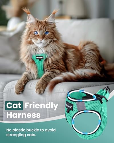Cat Harness and Leash Set (Green / XL(Chest 14-16"))