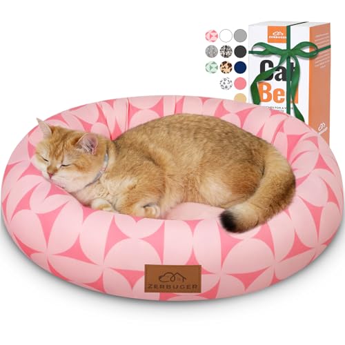 20in Pink Pattern Round Dog Bed Sofa for Dogs Cats (Pink Pattern / Small)