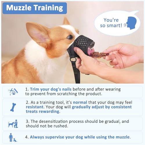 Soft Muzzle for Medium Large Sized Beagle Labrador German Shepherd (Black / S)