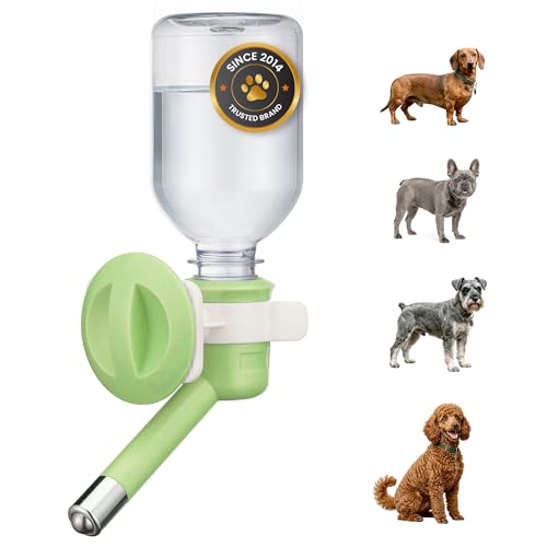 No Drip Water Bottle for Small Dogs & Cats (C590 Apple Green / Small Sized Dogs and Cats-10.2 fl.oz)