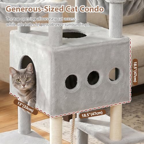 Cat Tree 78.7'' Tall Tower with Extra Wide Top Platform GCT804W (78.7 inches / Light gray)
