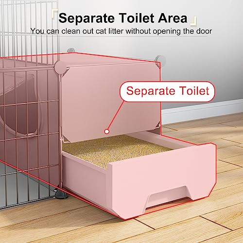 Cat Cage with Litter Box (41.3"L x 17.8"W x 55.1"H)