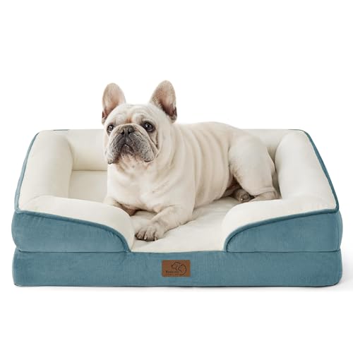 Orthopedic Dog Beds for Medium Dogs Washable Original Design (Dune Haze Blue / 28"l X 23"w X 6.5"th)
