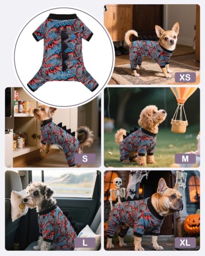 Dinosaur Costume Dog Pajamas (X-Small / Retro Dino Grunge)