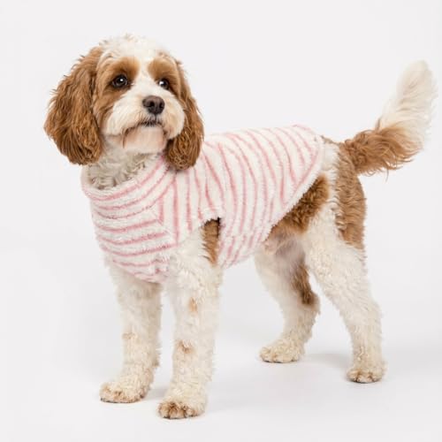 2 Pack Striped Fleece Dog Sweater (X-Large / White-Pink)
