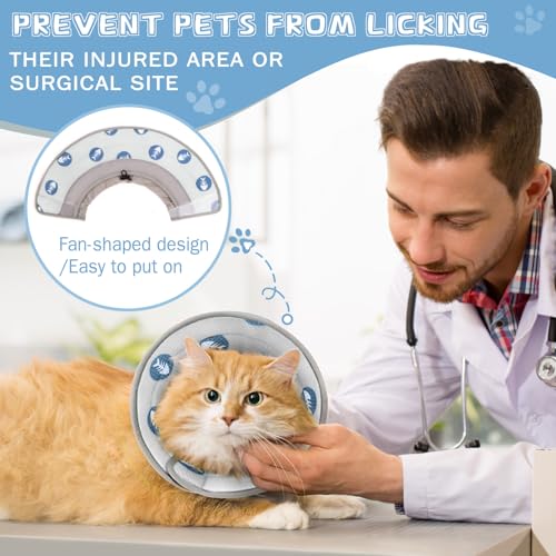 Cat Cone Collar Soft Elizabethan Collar for Surgery Recovery (Grey / M (Neck 7"-9"))