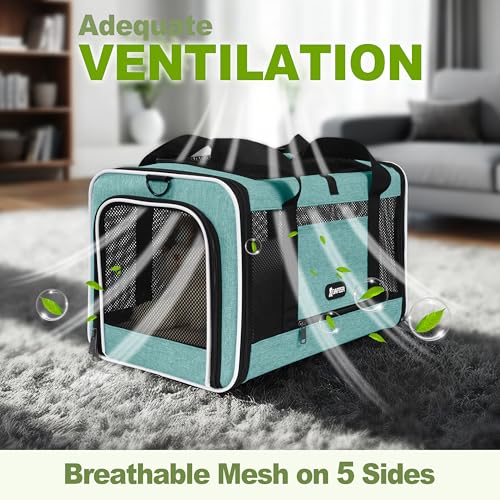 Cat Carrier 18"x11"x11" TSA Approved Ventilated Pet Air Travel Cage (Turquoise / 18.0"L x 11.0"W x 11.0"H)