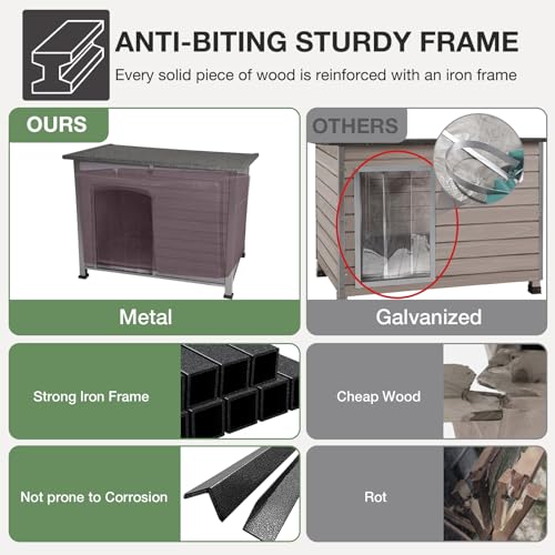 Heated Dog House for Outside with Heating Pad Insulated Dog Kennel for Small Medium Dogs