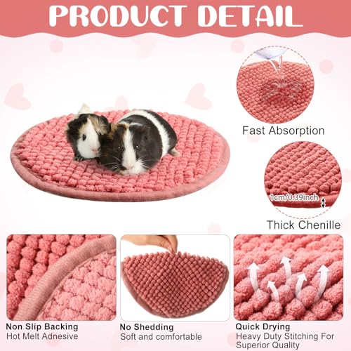 4 Pcs Guinea Pig Cage Liner (Mixed Color / Diameter 7.8 Inch / Low Pile Chenille)