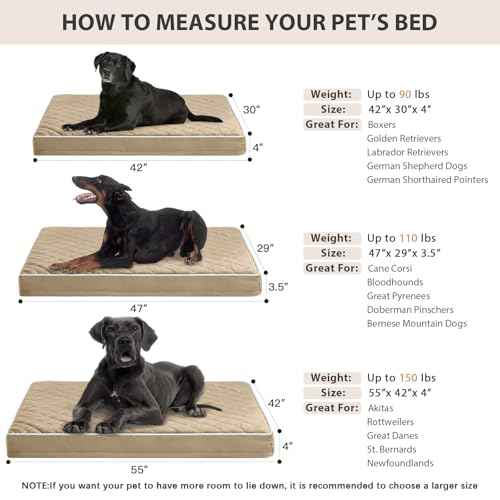 Orthopedic XXL Dog Beds for Large Senior Dog Bed Comfy Sleeping (brown / 55"L x 42"W x 4"Th)