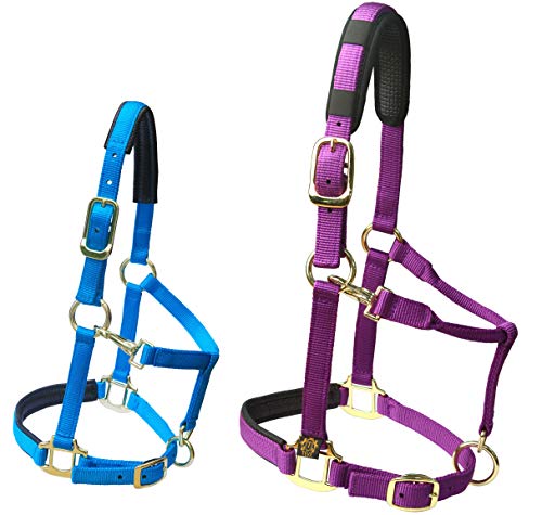 Adjustable Horse Halters by Heavy Duty Soft Nylon (Blue / S Pony)