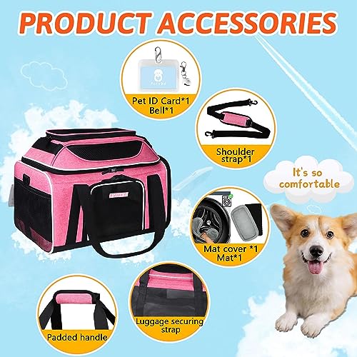 Top Expandable Small Pet Carrier 17"x12"x8.5" Airline Approved (17.0"L x 12.0"W x 8.5"H / Pink)