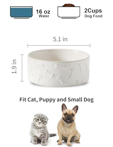 Ceramic Dog Bowl Set of 2 (5.1 in-Small)