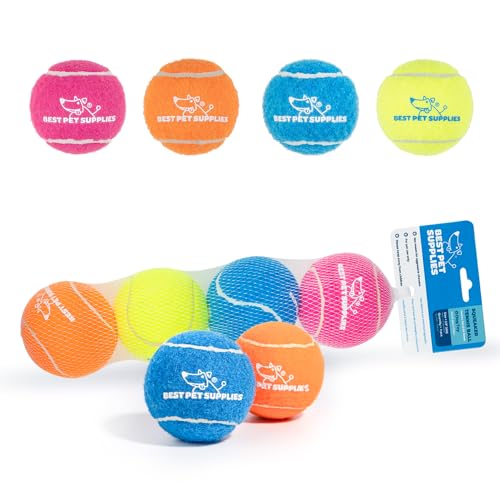 Interactive Squeaky Dog Chew Toy (Tennis (Assorted Color) / Medium (Pack of 4))