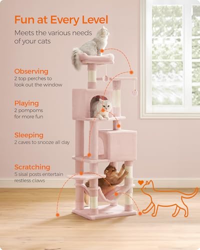 Cat Tree 59.5 (59.5 Inches / Jelly Pink)