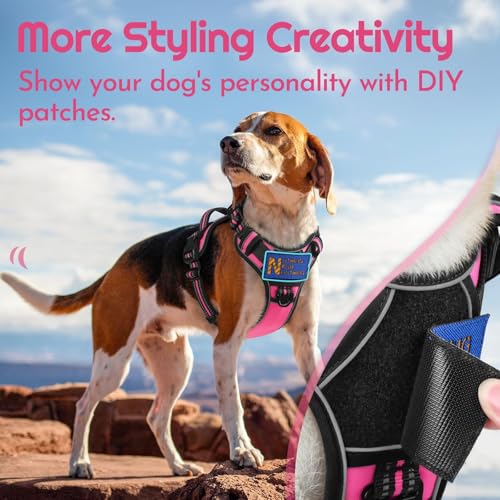 Dog Harness No Pull for Medium Dogs (Medium / Pink & Black)