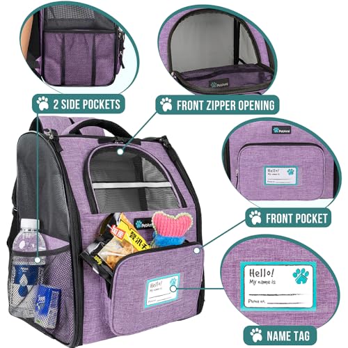 Dog Backpack Carrier Airline Approved Cat Pet Puppy Bag (Heather Purple)