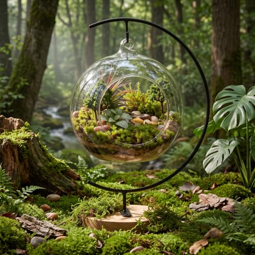 DIY Glass Terrarium Kit with Live Moss & Mini Tools