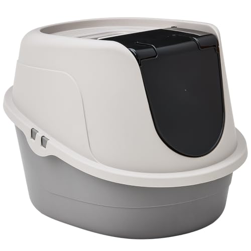 No Mess Hooded Enclosed Cat Litter Box with Odor Control and Swinging Door (Standard (Pack of 1))