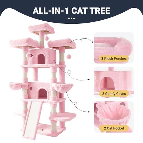 82 Inches Large Cat Tree (82 in / Pink)