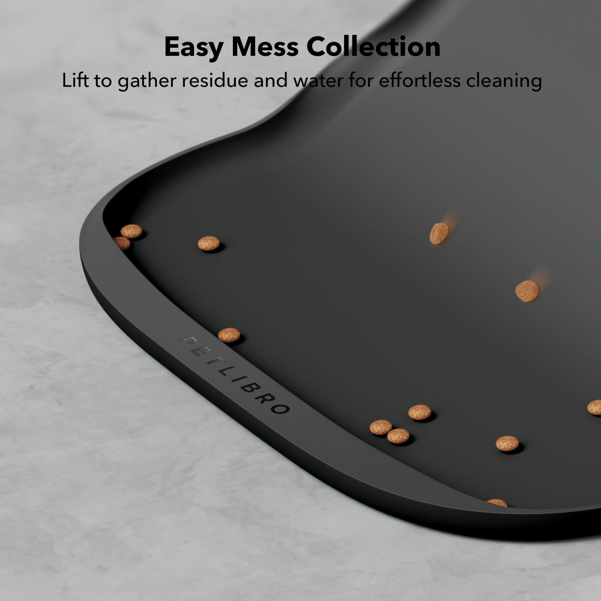 Dog Food Mat Keep Floors Clean Under Food & Water Bowls (Black / 22"L x 16.5"W)