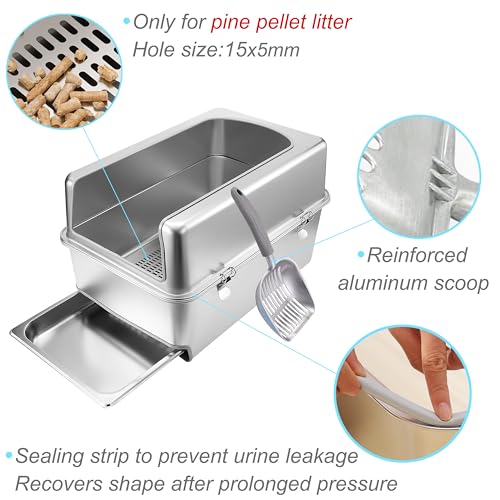 Pull Out Sifting Cat Litter Box with Lid for Pine Pellets (XX-Large)