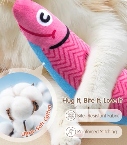 Cat Toys with[5000mg A+Natural Catnip &Silvervine] [Baby Grade] Interactive Soft Chew Kicker Cat Toys for Indoor Cats & Kittens (Green+Pink)