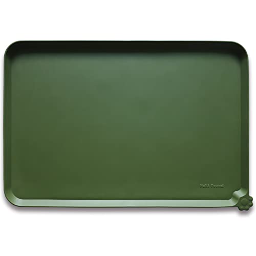 X Large Silicone Pet Food Mats Tray (28" x 20" / Dark Olive)
