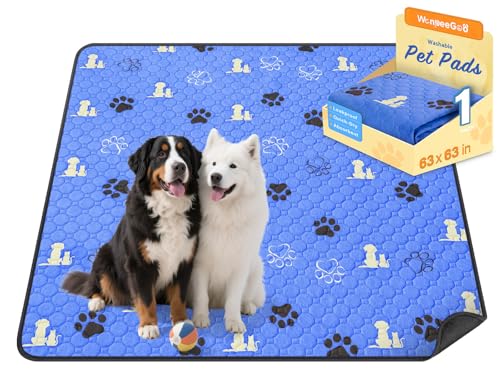 Washable Pee Pads for Dogs (Blue / 63"x63" (Pack of 1))