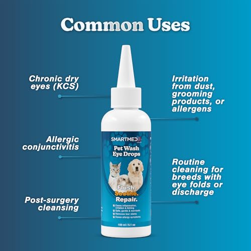 Large Pet Eye Wash 5.1 oz Gentle Eye Irritation Solution for Pets Removes Dirt (1 count)