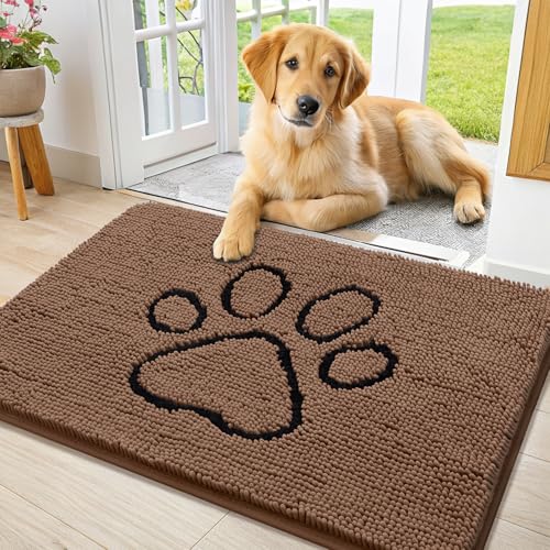 Dog Door Mat for Muddy Paws (36"X24" / Coffee and Black)
