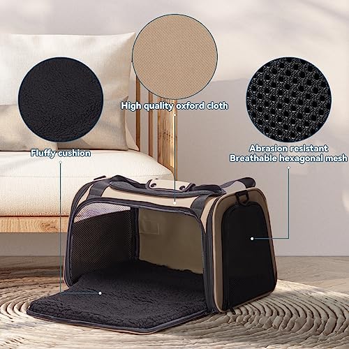 Pet Carrier for Cat (17.0"L x 10.3"W x 10.3"H / Khaki)