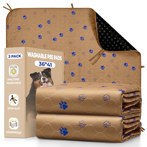 Washable Dog Pee Pads (Brown / 36*41 Inch (Pack of 2))