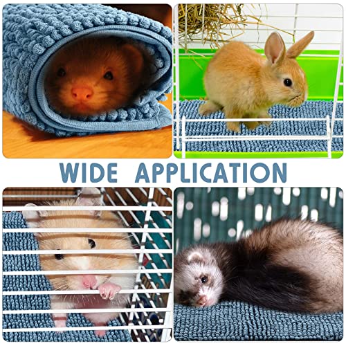 4 Pcs Guinea Pig Cage Liner (Blue / 16 x 24 Inch / Low Pile Chenille)