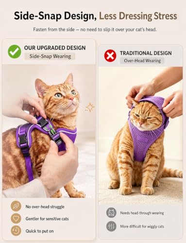 Cat Harness and Leash Set (H600 Pro Purple / X-Small (4-6lb))