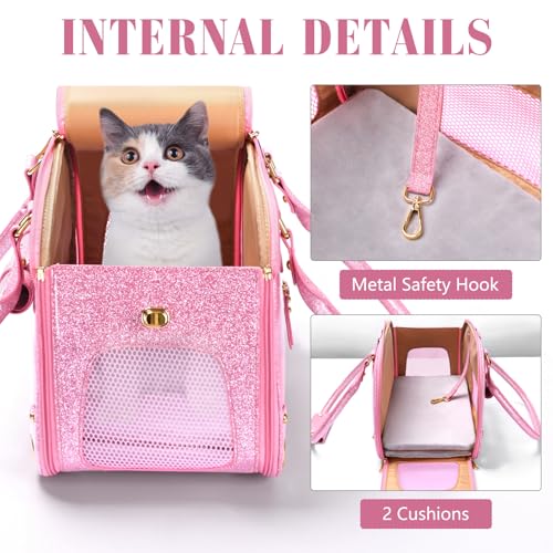 Dog Carrier Purse (15.3"L x 8.1"W x 10.0"H / Bling Pink)