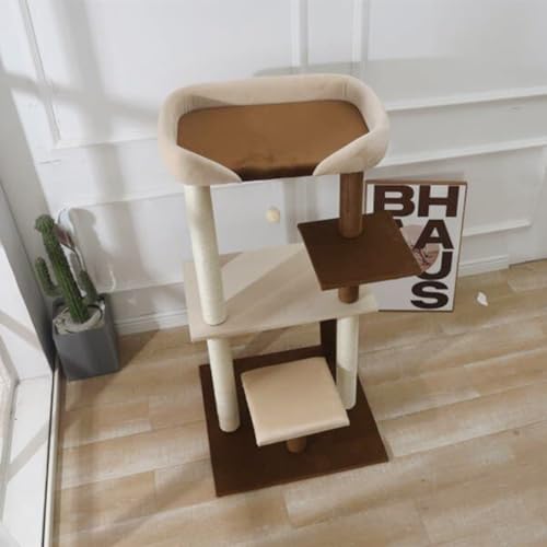 Modern Cat Tree Tower with Extra Large Platform Perch Bed for Maine Coon and Big Couch Sofa for Multiple Cats (A)