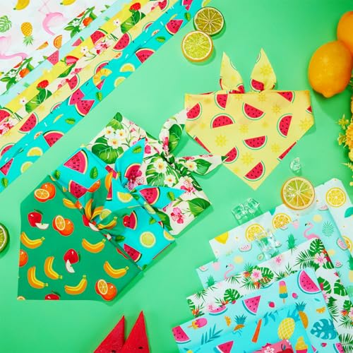 200 Pcs Summer Hawaiian Dog Bandanas Bulk (Bright Color / Summer)