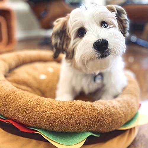 Soft Plush Small Cute and Cozy Food Dog Cat Bed (Burger)